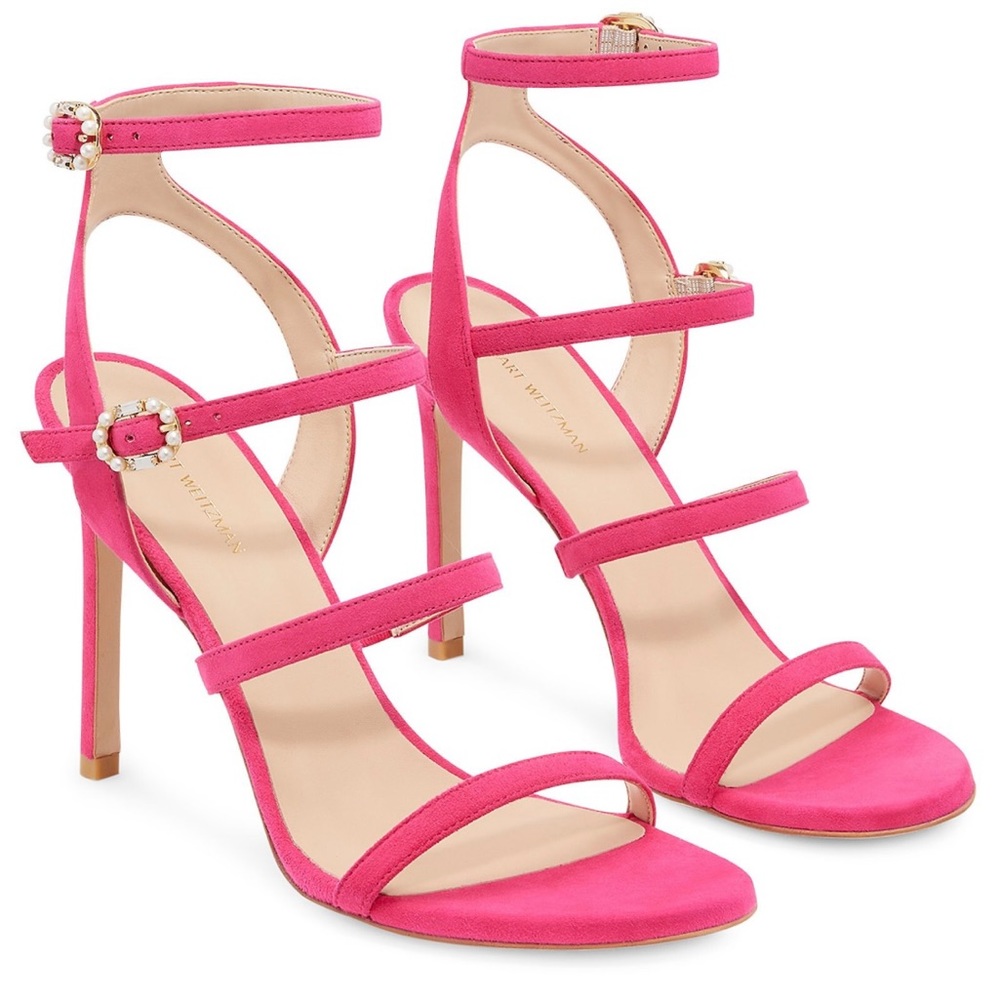 Stuart Weitzman NIB 6.5 Barbie Pink Pearl strappy sandals DAZZLE GLADIATOR